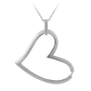  Sterling Silver Tarnish Free Large Open Heart Pendant with 