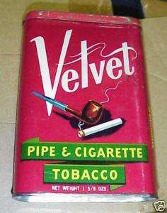 Vintage Velvet Pipe & Cigarette Tobacco Tin  