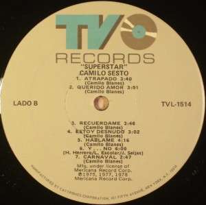 CAMILO SESTO Superstar TVO Records TVL 1514  