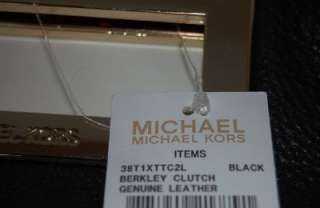 New MICHAEL KORS Items Black Berkley Leather Clutch Handbag $198 