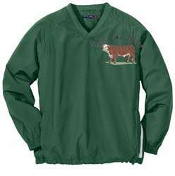 Horned Hereford Beef Bull Custom Embroidery Wind Shirt Sm Med L XL 2XL 