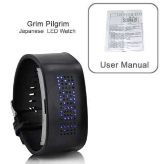 Grim Pilgrim Japanese Style Blue LED Watch Black Bracel  