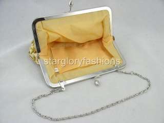 GOLD Beaded Sequin Evening Purse Clutch Jeweled Frame EC 0329