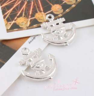 50X Nice Silver Plated Pirate ship Anchor Alloy Charm  