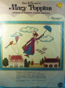 Vintage Paragon Walt Disneys Mary Poppins Crewel Embroidery Kit Wool 