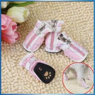 Pet Dog Puppy Leather Cozy Boots Shoes Clothes Apparel  