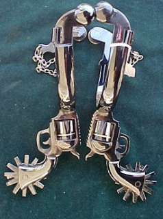  custom sterling silver engraved pistol show spurs w/jinglebobs  