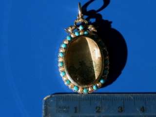 RARE MURRLE BENNETT 9ct TURQUOISE PEARL PICTURE LOCKET  
