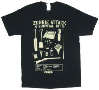 Zombie Attack Survival Kit   Shaun Of The Dead T shirt  