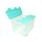 49 Liter Clear Flip Top Storage Tote with Sea Foam Green Lid, Colors 
