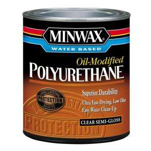 Minwax 1 Qt. Clear Semigloss Water Based Oil Modified Polyurethane 