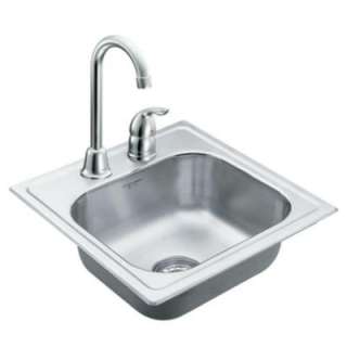   15 x 5.5 2 Hole Single Bowl Bar Sink with Faucet in Stainless Steel