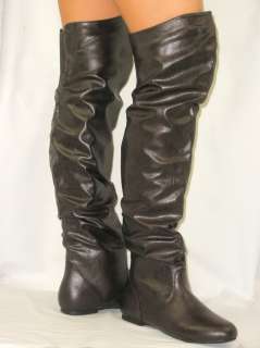 Over Knee Flat Slouchy Thigh High Riding Boot  