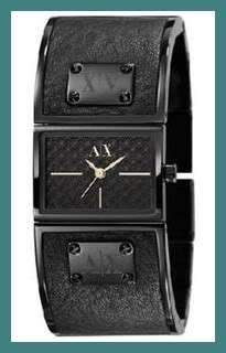 New WOMENS Armani EXCHANGE Black Leather watch AX3086  