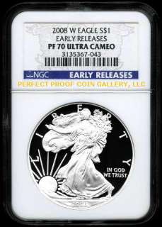 NGC PF70 UC 2008 W EARLY RELEASES SILVER EAGLE PF 70  