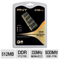 Click to view PNY 512MB PC2700 DDR SODIMM 333MHz Laptop Memory