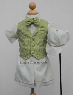 NEW TODDLER BOYS LIGHT SAGE GREEN EASTER SHORTS SET OUTFIT SUIT 