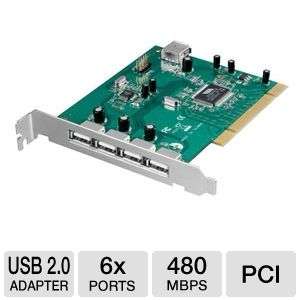 Ultra ULT40325 USB 2.0 PCI Card   6 Port, Hi Speed USB 2.0 (4 External 