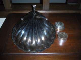 SHELL SILVERPLATE SERVING DISH CANDLE HOLDER CARP FOOT  