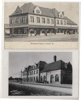 Burlington Railroad Depot Creston IA postcards 1 RPPC  
