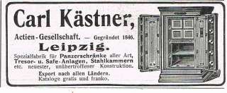 Tresor Panzerschrank Safe Stahlkammer Carl Kästner Leipzig 1915 