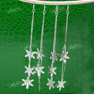 Pair Nickel Free Snowflake Beads Dangle Hook Earrings  