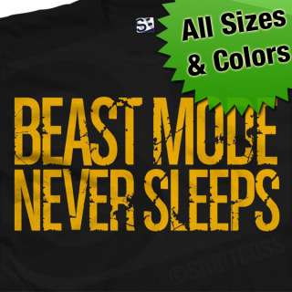 Beast Mode Never Sleeps Distressed Sports Training Workout T Shirt 