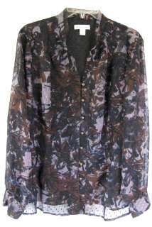 Coldwater Creek Clipped Jacquard Midnight Garden Blouse   COLORS 