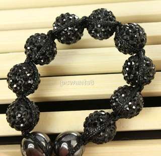 Dark black Crystal Disco Ball Beads Macrame HIPHOP Bracelet  