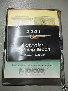 2001 Chrysler Sebring Sedan Owners Manual Guide Books  