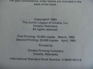 Cookbook~AMBER WAVES~Junior League of Omaha, Nebraska~1st edition~1983 