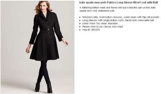 Kate Spade Carlyle Patrice Coat Size 4 Brand new  