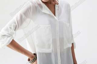 Women Chiffon Frilled High Collar Tops Blouse T shirts Sweet 