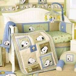 Lambs & Ivy Peek A Boo Snoopy Nursery Comforter/Quilt w/ Bonus Bumper 