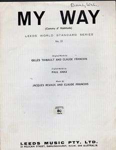 Sheet Music 61 MY WAY (Frank Sinatra) A decent copy  