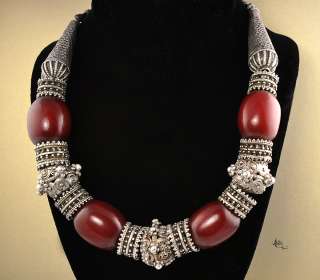 Finest Quality Yemen Sterling & Amber Bead Necklace  