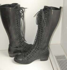 Ann Demeulemeester Triple Lace Black Leather Boots 36 6  