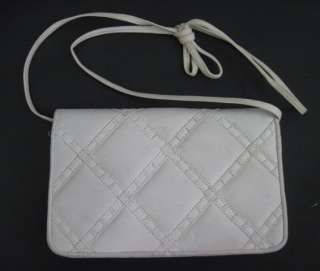 JAY HERBERT White Quilted Leather Shoulder Handbag  