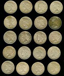 Nice Circulated Roll of 1928 S Peace Dollars 20 Pieces  