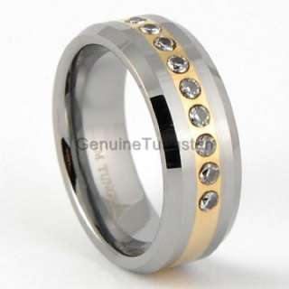 8mm Tungsten Band Hot 14k Gold Princess Ring Size 6 13  