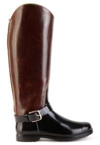 NEW DOLCE & GABBANA FUNKY BUCKLED LEATHER RUBBER FLAT RIDING BOOTS 41 