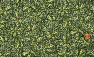 REDUCED   TWELVE DAYS OF CHRISTMAS HOLLY FABRIC  