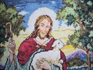 JESUS THE GOOD SHEPHERD HAND STITCHED CROSS STITCH  