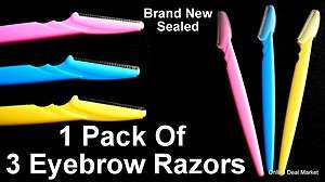 BRAND NEW PACK OF 3 EYEBROW RAZOR BROW SHAPING CUTTING TRIMMING  