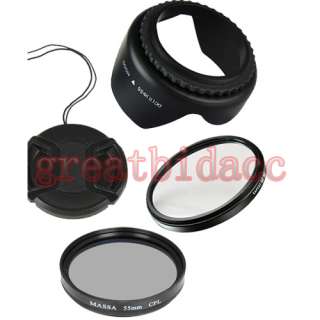 55mm UV Filter hood+CPL+ cap for Sony SLT a560 18 55mm  