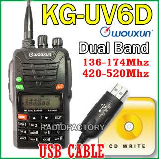 WOUXUN KG UV6D UH Dual Band 136 174/420 520Mhz FM Radio + Earpiece+USB 