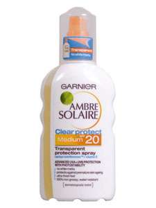 GARNIER AMBRE SOLAIRE CLEAR PROTECT MEDIUM SPF 20 SUN CREAM SPRAY 