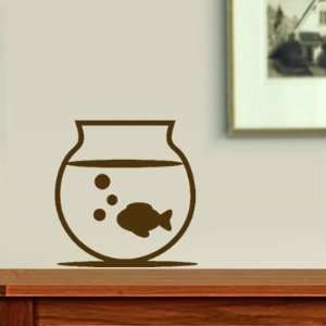  Brown Fish in Fishbowl with Bubbles Fun Wall Decal