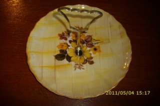 Vintage Old Foley China Cake Plate Retro Yellow Floral  
