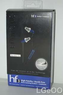 New Etymotic ER23 HF3 COBALT In Ear Headset 3 Button  